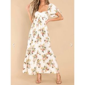 Whimsical Blooms Off White Floral Maxi Dress